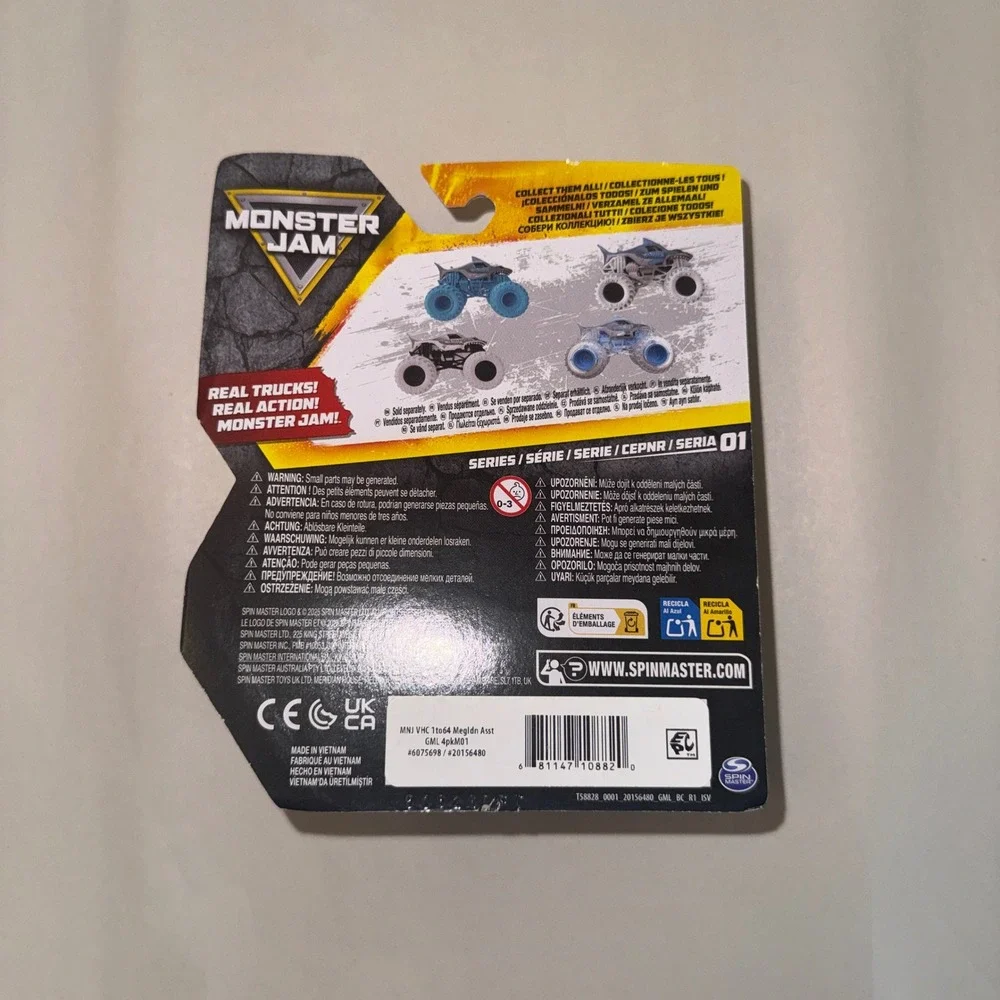 Monster Jam‎ Megalodon 1:64 Die-Cast Monster Truck Blue White Tires Series 01